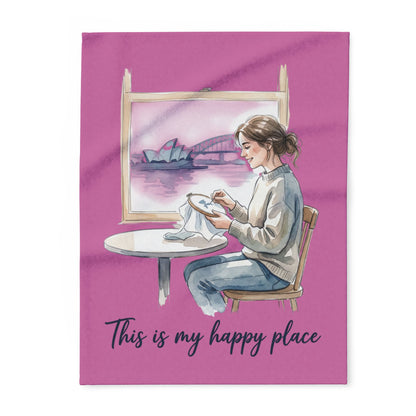 Cross Stitch 'In Your Happy Place' Arctic Fleece Blanket