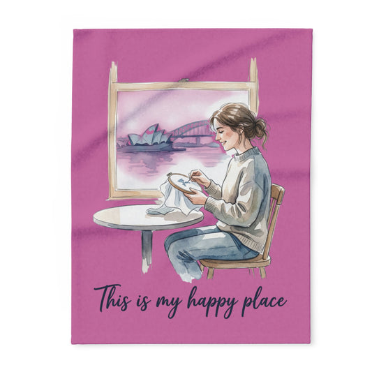 Cross Stitch 'In Your Happy Place' Arctic Fleece Blanket