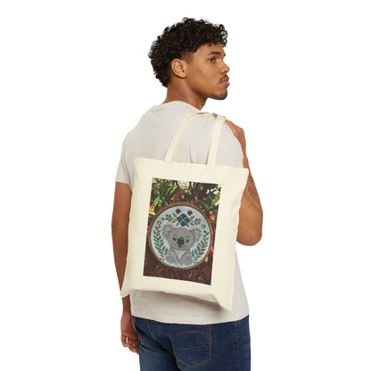 Canvas Tote Bag — 'As If That's a Question!' Koala Embroidered Hoop Art Design