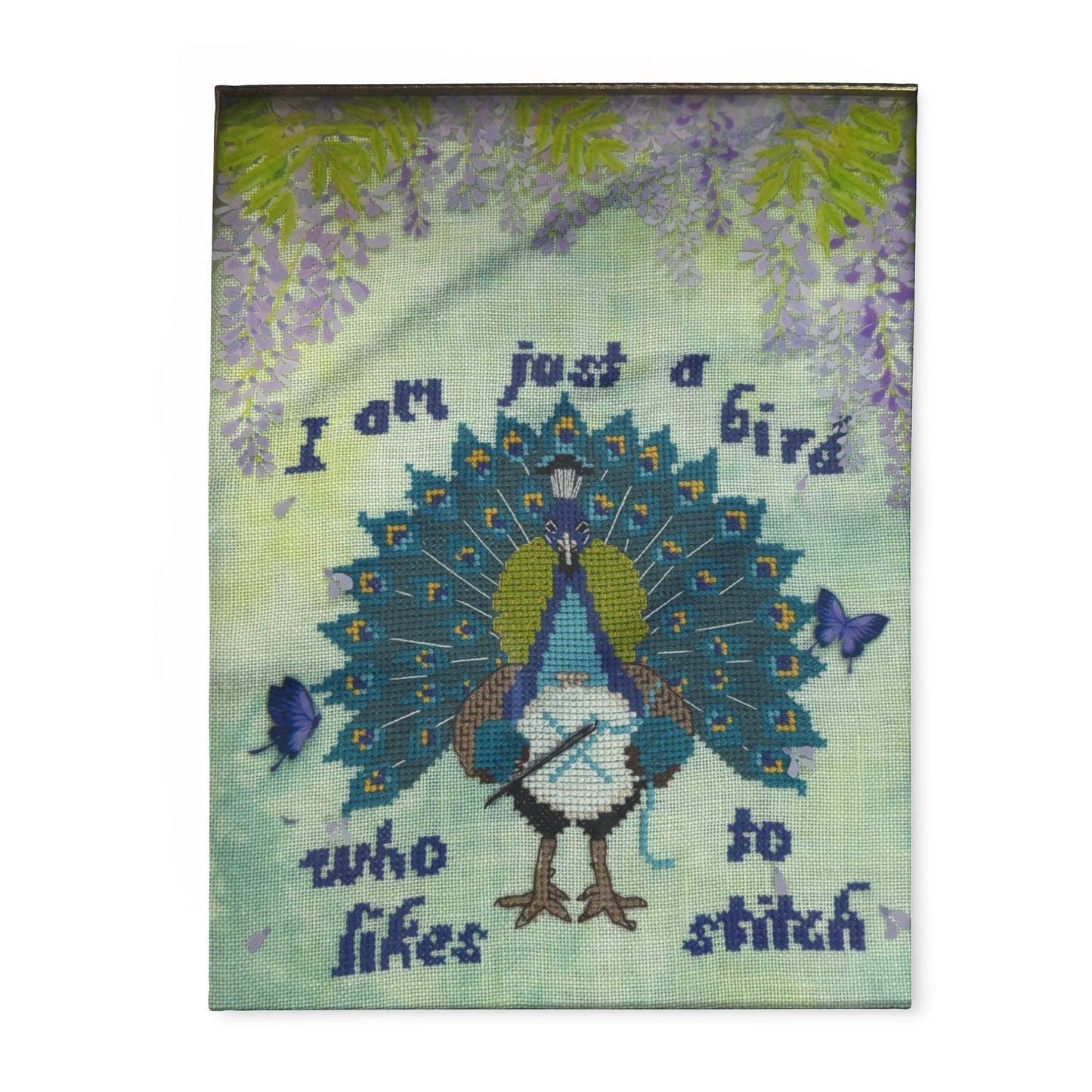 Arctic Fleece Blanket — 'I Am Just a Bird Who Likes to Stitch' Peacock Embroidered Throw
