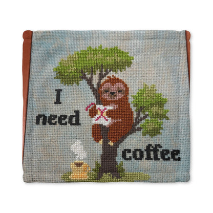 I Need Coffee Sloth Baby Lovey Blanket – Minky Comfort Security Blanket for Infants & Toddlers