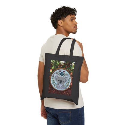 Canvas Tote Bag — 'As If That's a Question!' Koala Embroidered Hoop Art Design