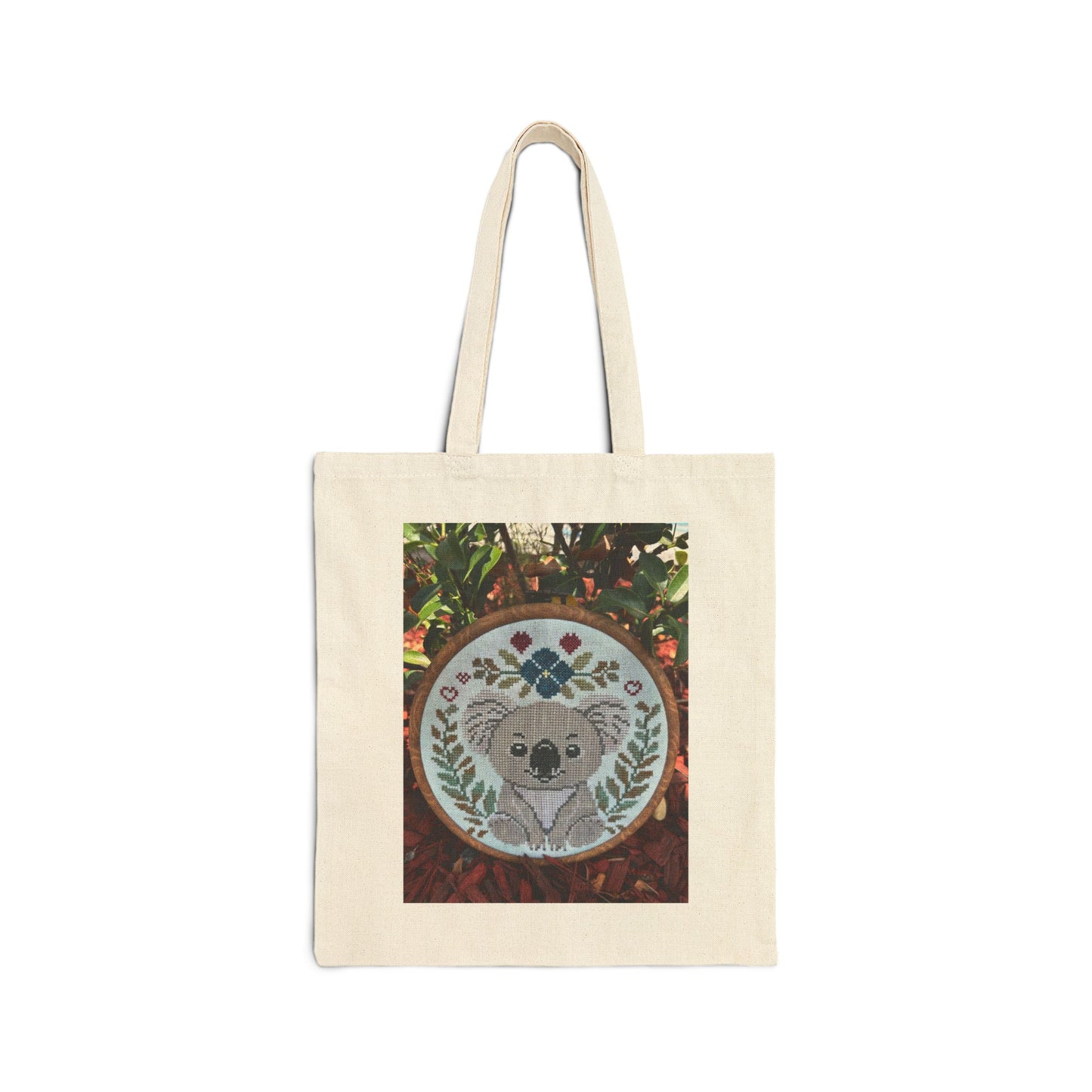 Canvas Tote Bag — 'As If That's a Question!' Koala Embroidered Hoop Art Design