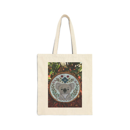 Canvas Tote Bag — 'As If That's a Question!' Koala Embroidered Hoop Art Design