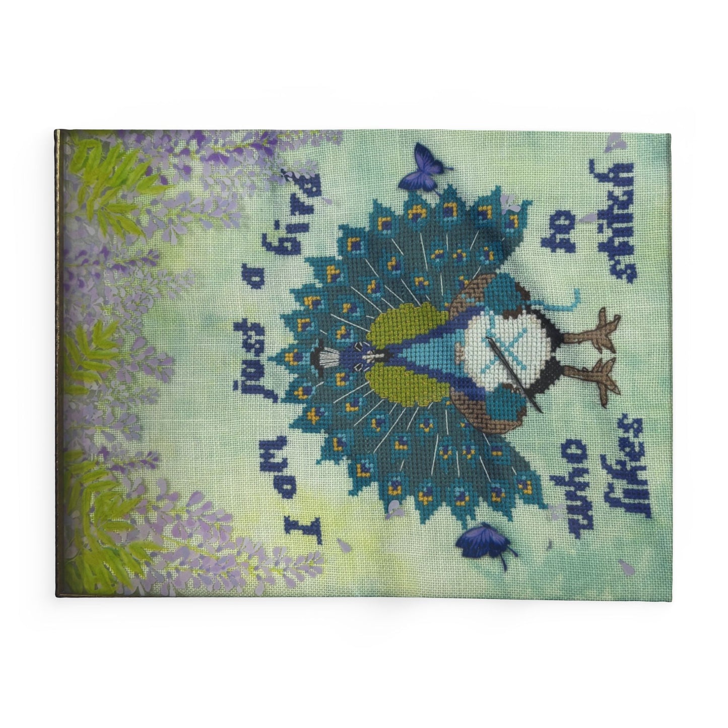 Arctic Fleece Blanket — 'I Am Just a Bird Who Likes to Stitch' Peacock Embroidered Throw