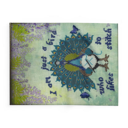 Arctic Fleece Blanket — 'I Am Just a Bird Who Likes to Stitch' Peacock Embroidered Throw