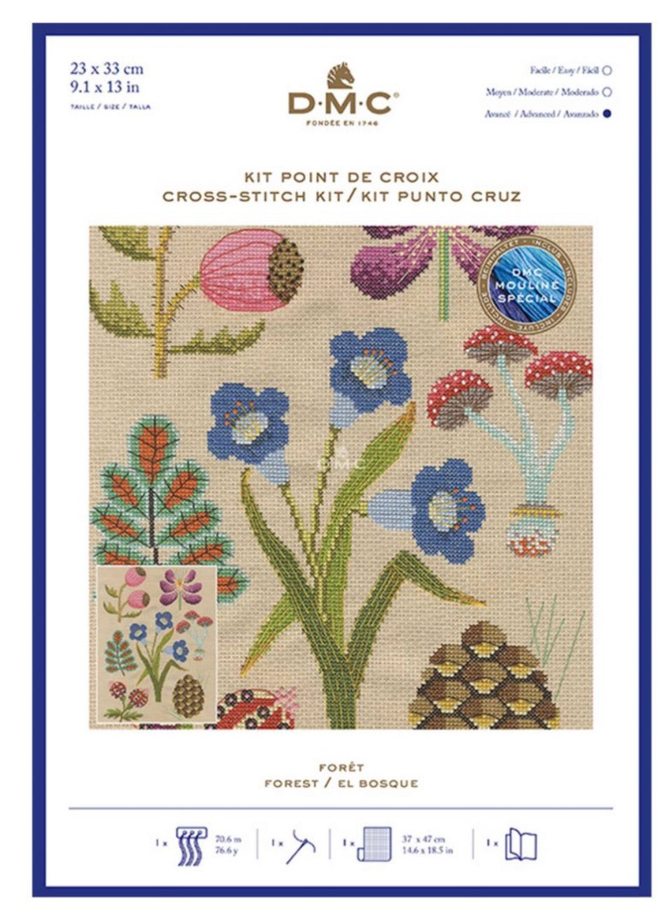 DMC CROSS Stitch Kit -Full Coverage 14ct Aida 23x33cm