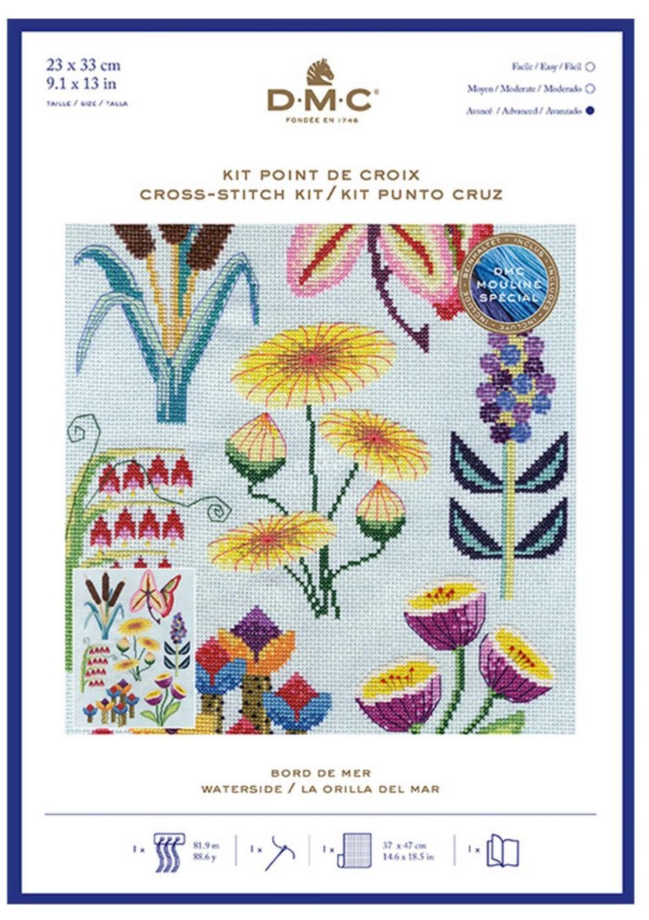 DMC CROSS Stitch Kit -Full Coverage 14ct Aida 23x33cm