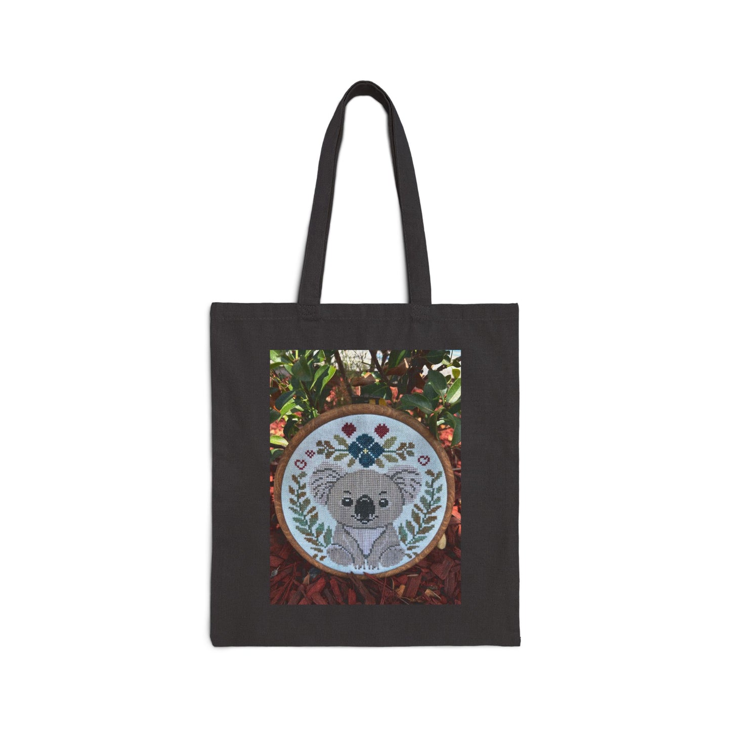 Canvas Tote Bag — 'As If That's a Question!' Koala Embroidered Hoop Art Design