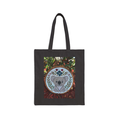 Canvas Tote Bag — 'As If That's a Question!' Koala Embroidered Hoop Art Design