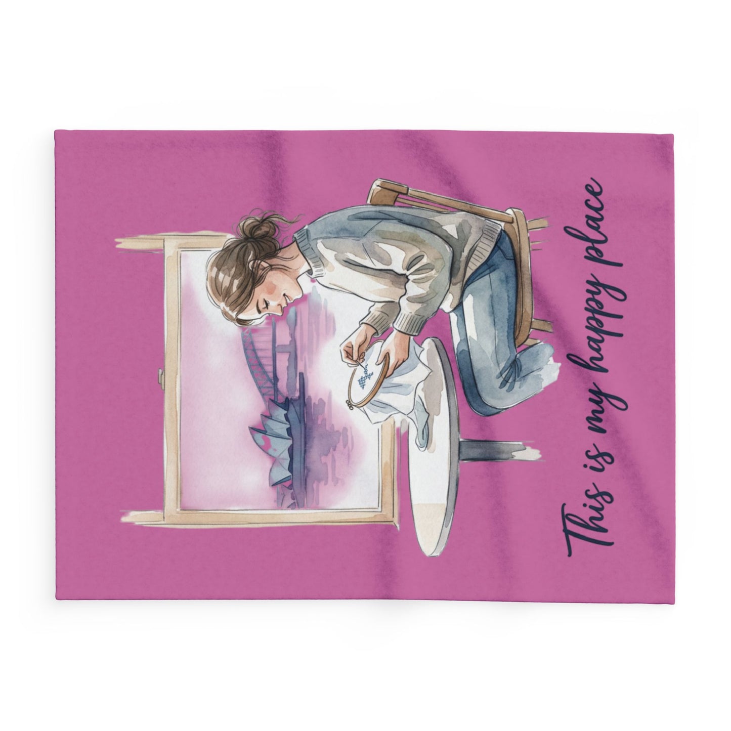 Cross Stitch 'In Your Happy Place' Arctic Fleece Blanket