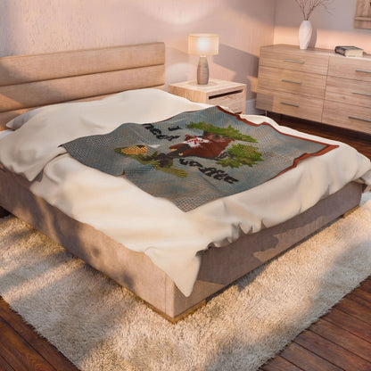 Velveteen Plush Blanket — Cute Sloth 'I Need Coffee' Cozy Throw
