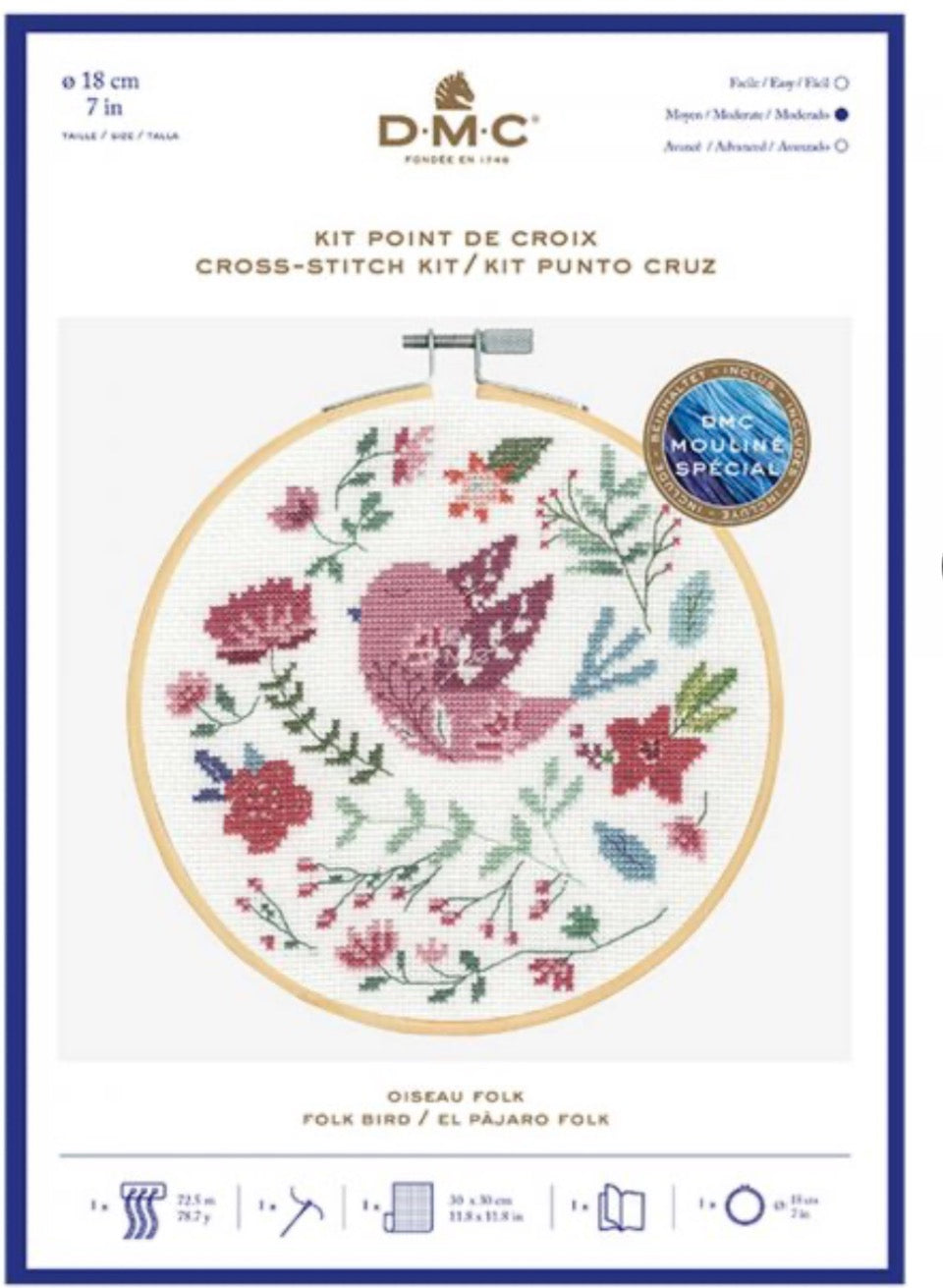 DMC CROSS STITCH KIT – 14CT aida 18cm