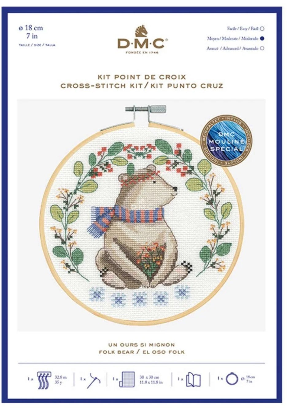 DMC CROSS STITCH KIT – 14CT aida 18cm