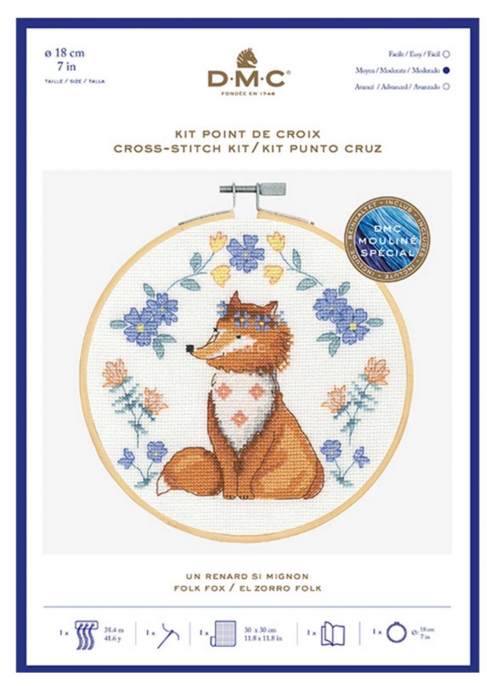 DMC CROSS STITCH KIT – 14CT aida 18cm