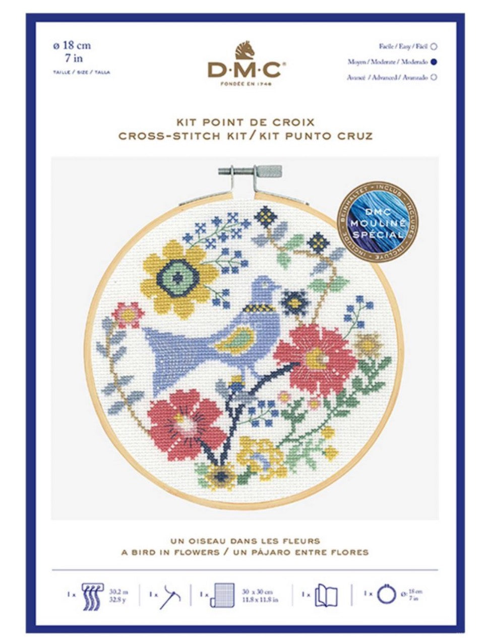 DMC CROSS STITCH KIT – 14CT aida 18cm