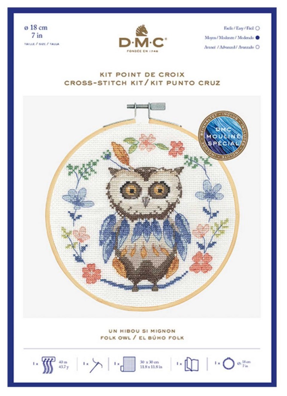 DMC CROSS STITCH KIT – 14CT aida 18cm