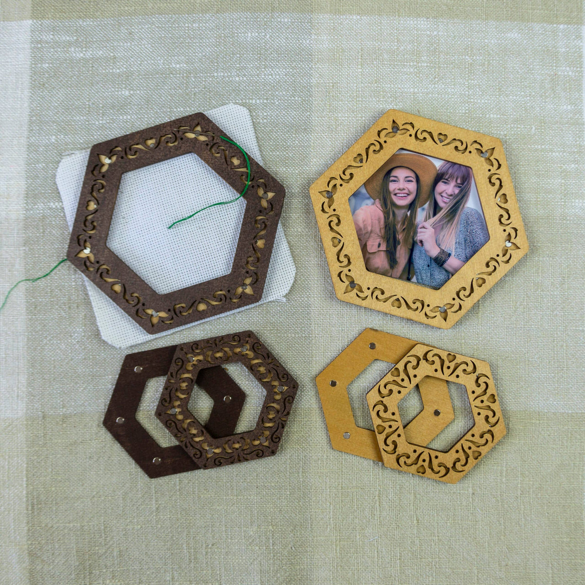 Cross stitch hoop magnetic embroidery hexagon frame