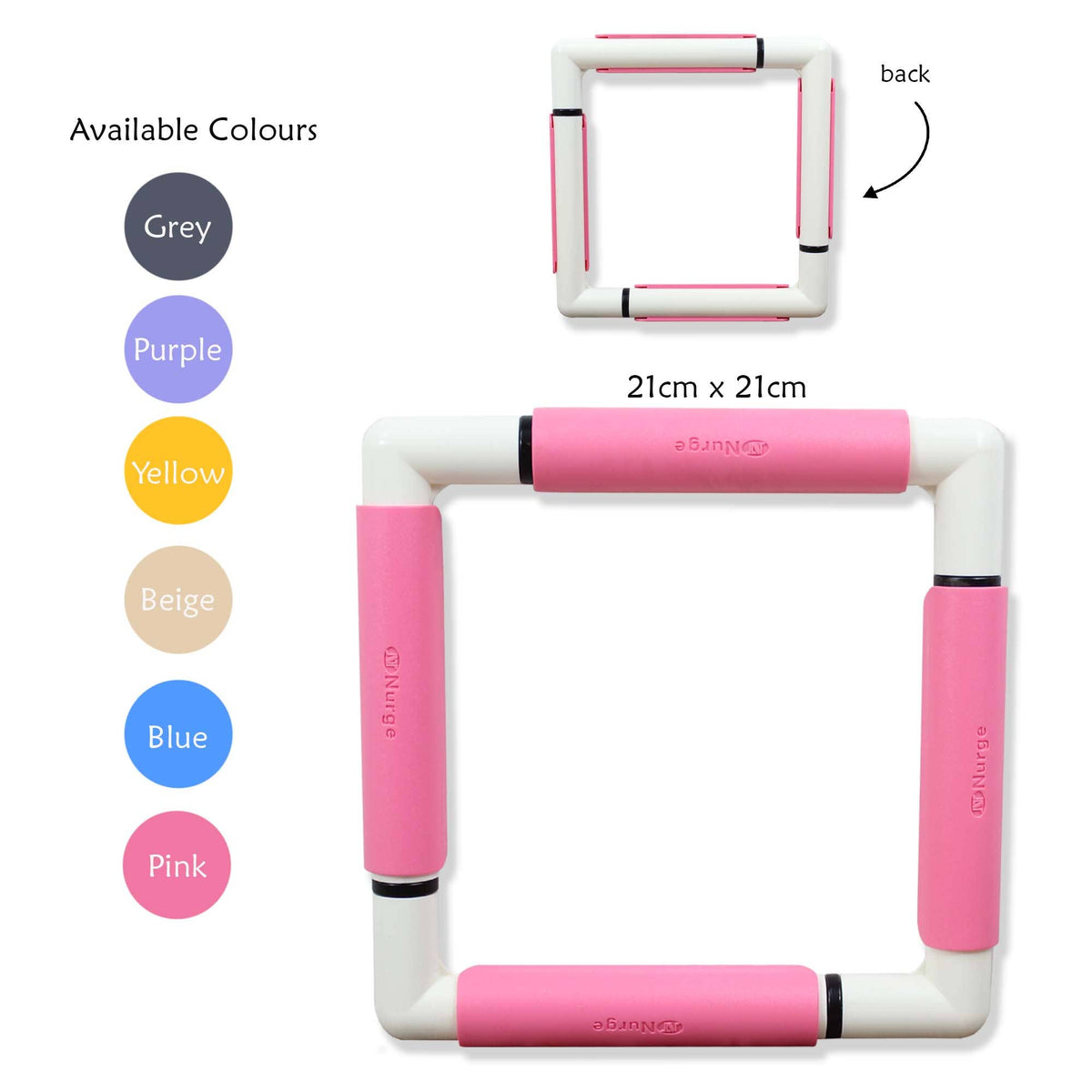 Nurge Embroidery Snap Frame 21cm x 21cm in 6 Colours : Grey / Snap Frame